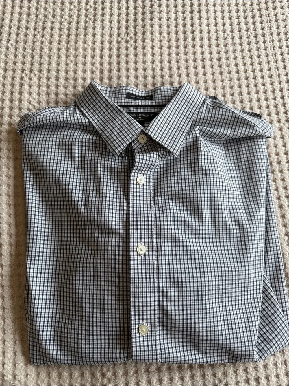 Banana Republic Men’s Black and White Checked Dress Shirt